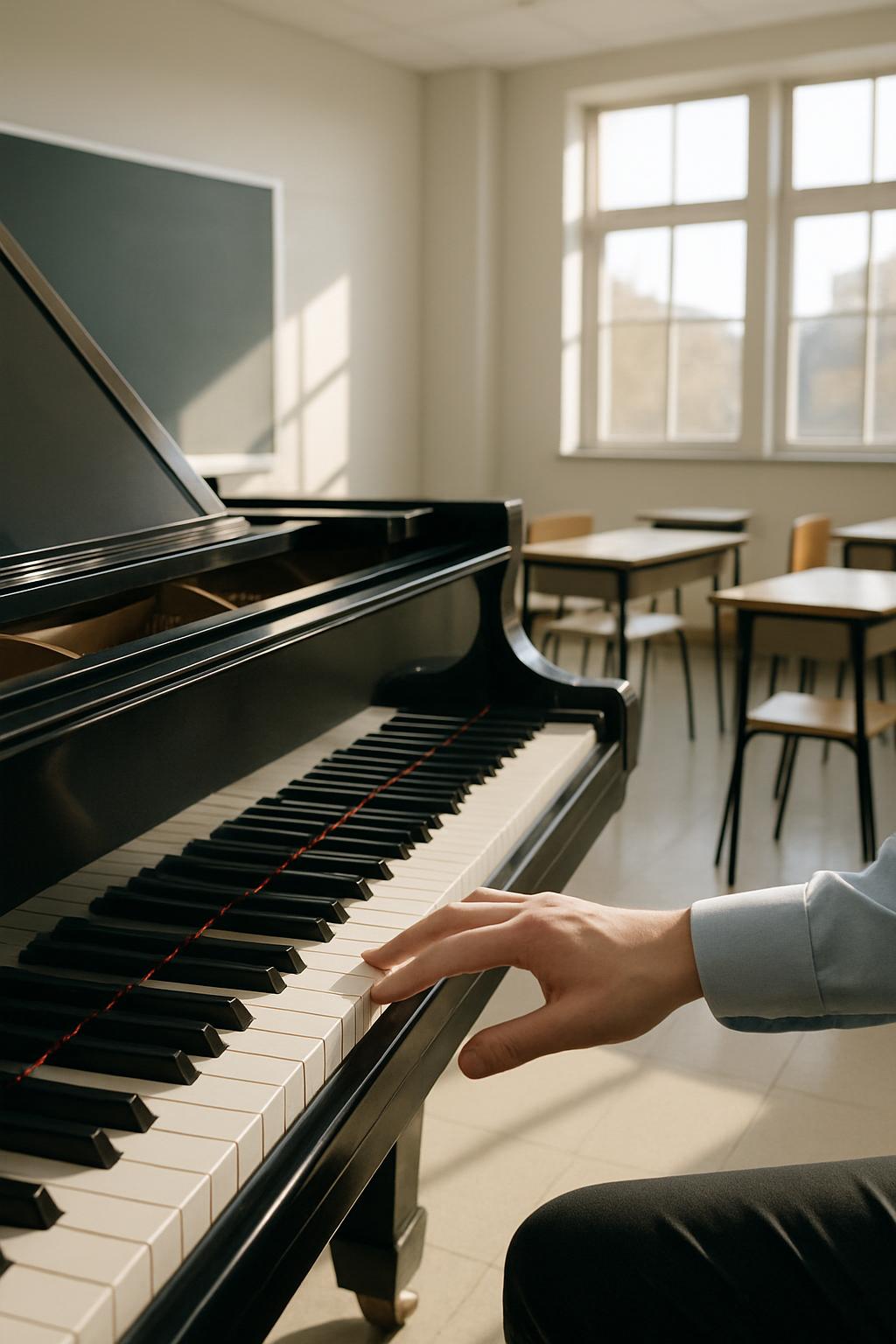 Quelque part, dans une salle de classe, une personne joue de piano.